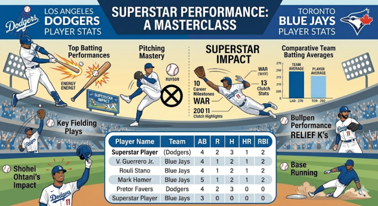 Dodgers vs Toronto Blue Jays Match Player Stats