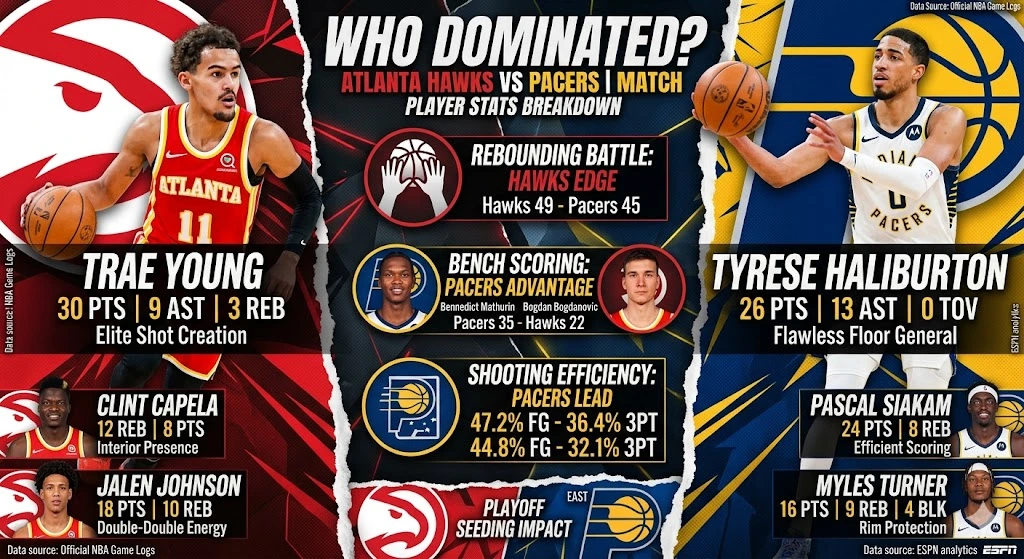Atlanta Hawks vs Pacers Match Player Stats