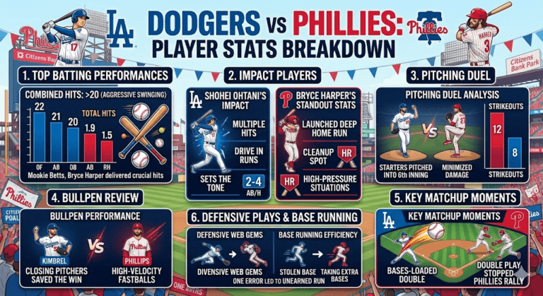 Dodgers vs Phillies Match Player Stats