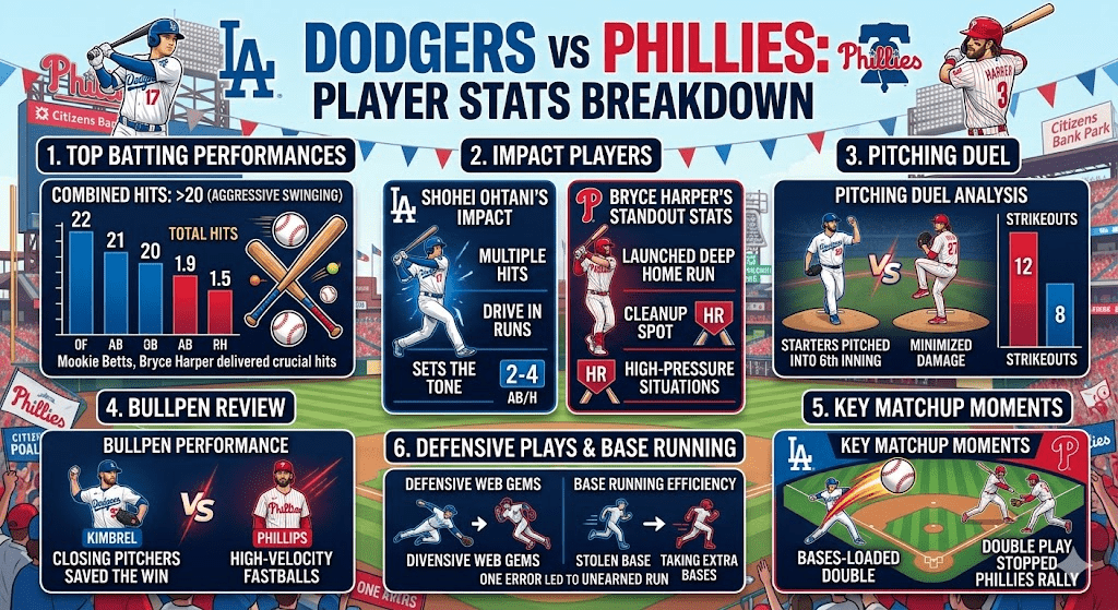 Dodgers vs Phillies Match Player Stats