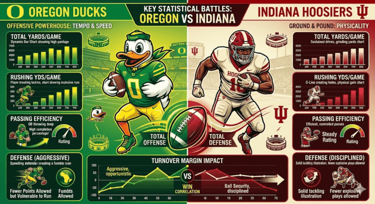 Oregon Ducks Football vs Indiana Hoosiers Football Stats