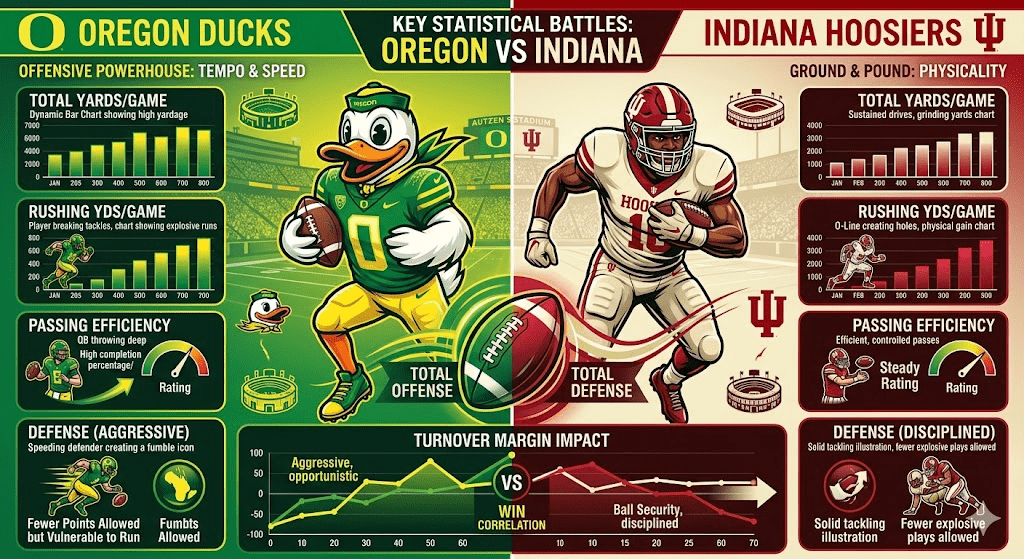 Oregon Ducks Football vs Indiana Hoosiers Football Stats