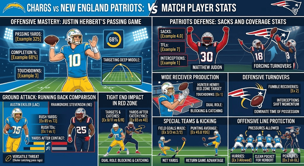 chargers vs new england patriots match player stats