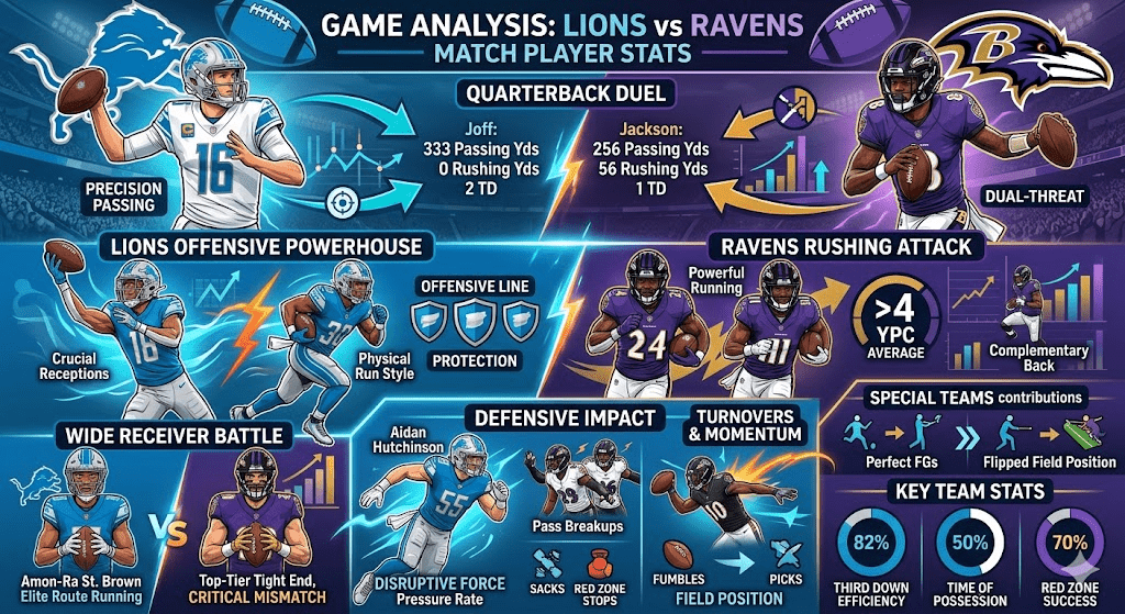 Detroit Lions vs Baltimore Ravens Match Player Stats