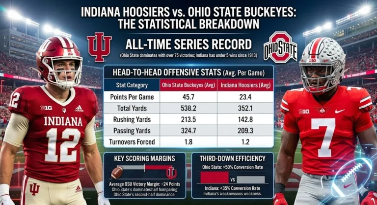 Indiana Hoosiers Football vs Ohio State Buckeyes Football Stats