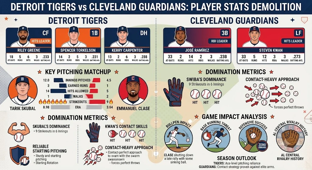 Detroit Tigers vs Cleveland Guardians Match Player Stats