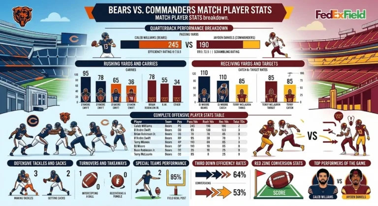 Who Leads Chicago Bears vs Commanders Match Stats?
