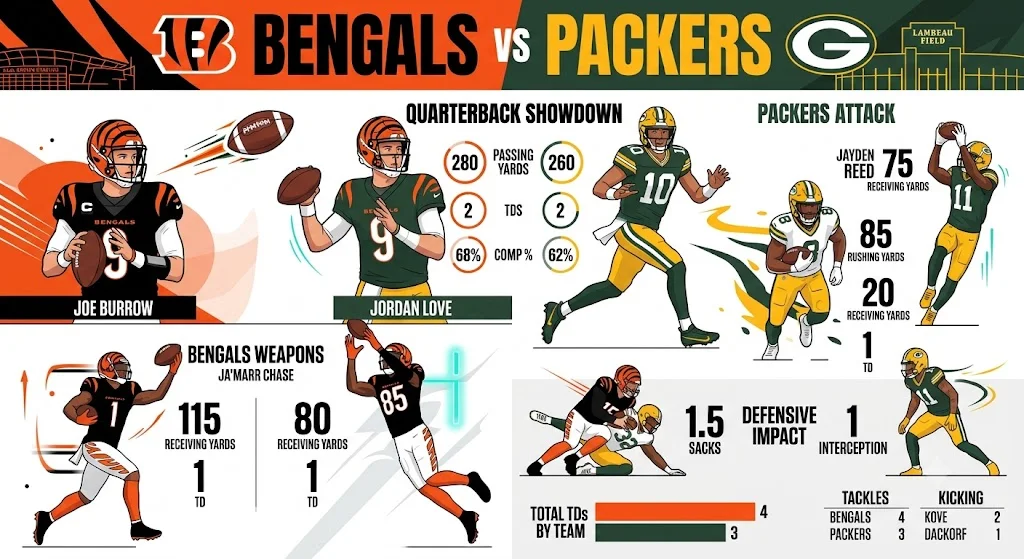 Bengals vs Green Bay Packers Match Player Stats