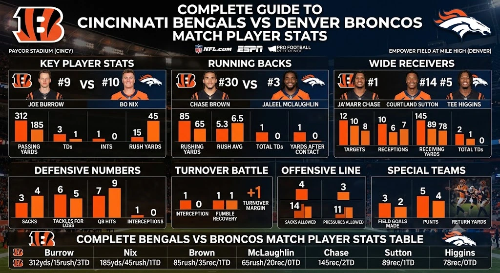 Cincinnati Bengals vs Denver Broncos Match Player Stats