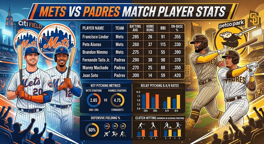 Mets vs Padres Match Player Stats
