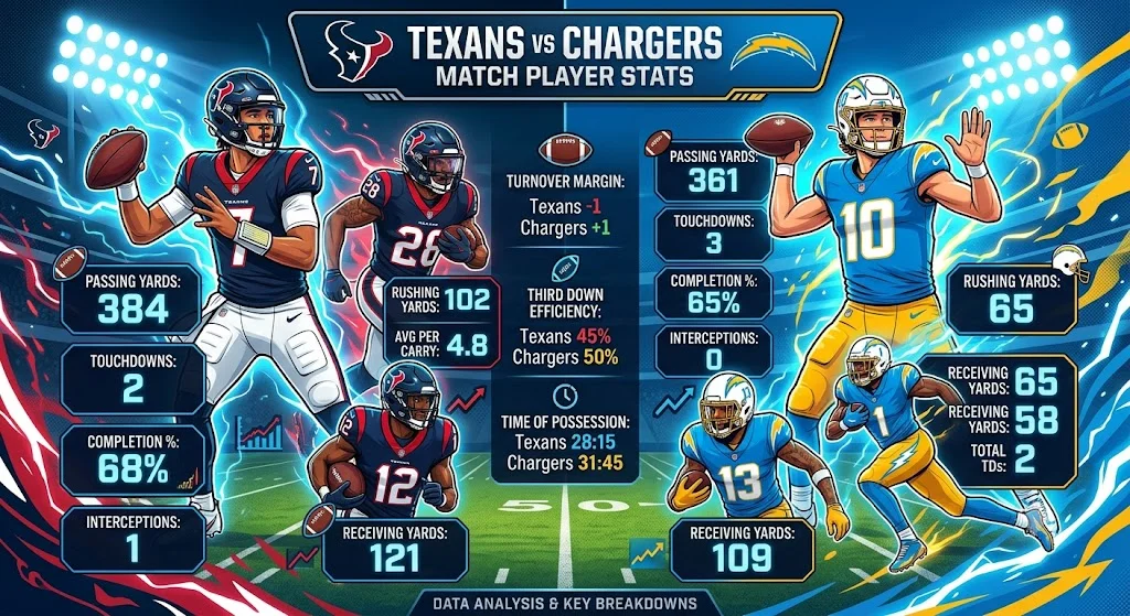 Texans vs Chargers Match Player Stats