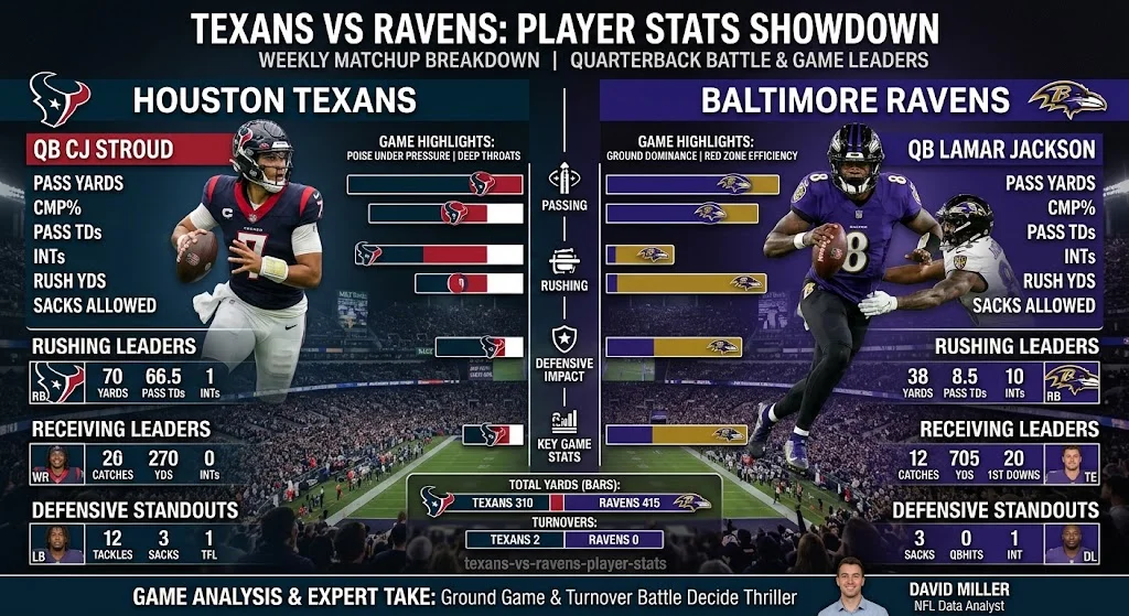 Texans vs Baltimore Ravens Match Player Stats