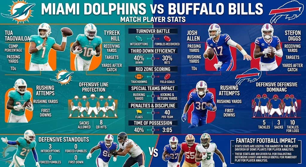Miami Dolphins vs Buffalo Bills Match Player Stats