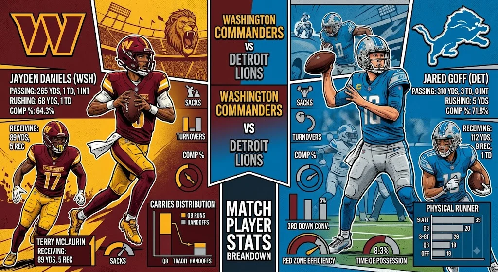 Washington Commanders vs Detroit Lions Match Player Stats
