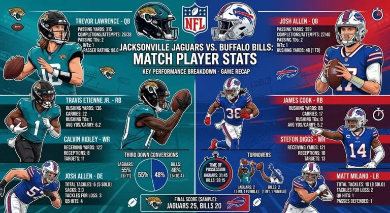 Jacksonville Jaguars vs Buffalo Bills Match Player Stats