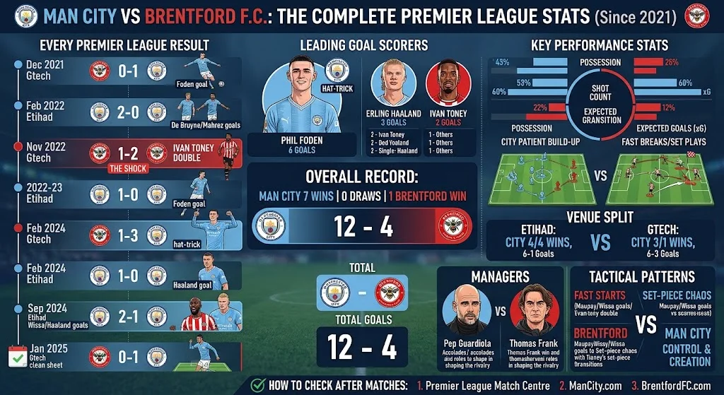 Man City vs Brentford F.C. Stats